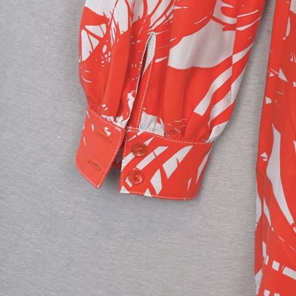 Parker women’s 100% silk Orange light blue long sleeve mini dress cut out back M - Picture 4 of 9